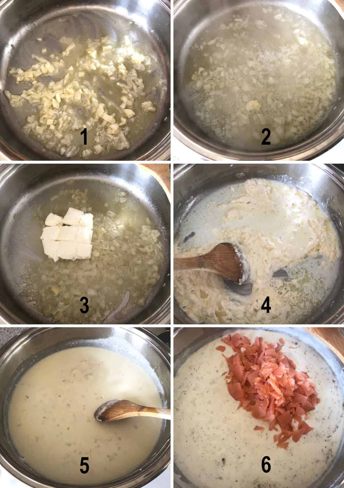 process to make creamy sauce with smoked salmon