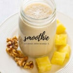 pina colada smoothie with pineapple, coconut and walnuts