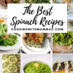 collage of spinach dishes for pin image
