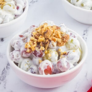 bowl of grape salad with walnuts