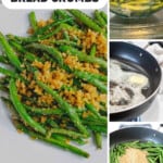 pinnable image for green beans with bread crumbs