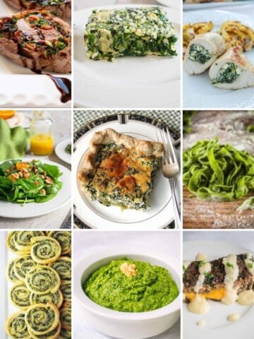 collage of foods made with spinach