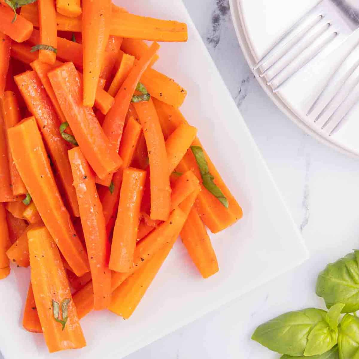 carrot salad on white platter