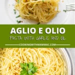 pinnable image for pasta with garlic and oil