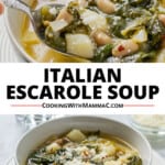 pinnable image for Italian Escarole Soup.