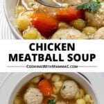 pinnable image for Chicken Meatball Soup.