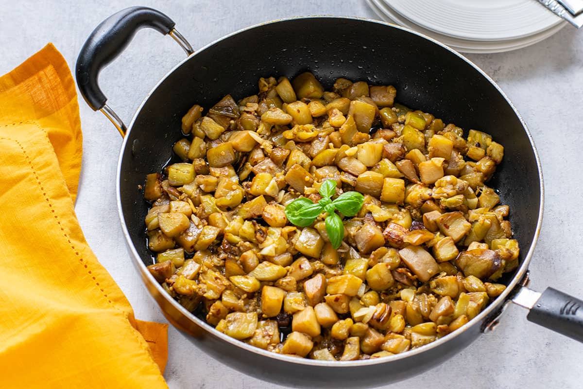 Sautéed Eggplant Cubes - Cooking with Mamma C