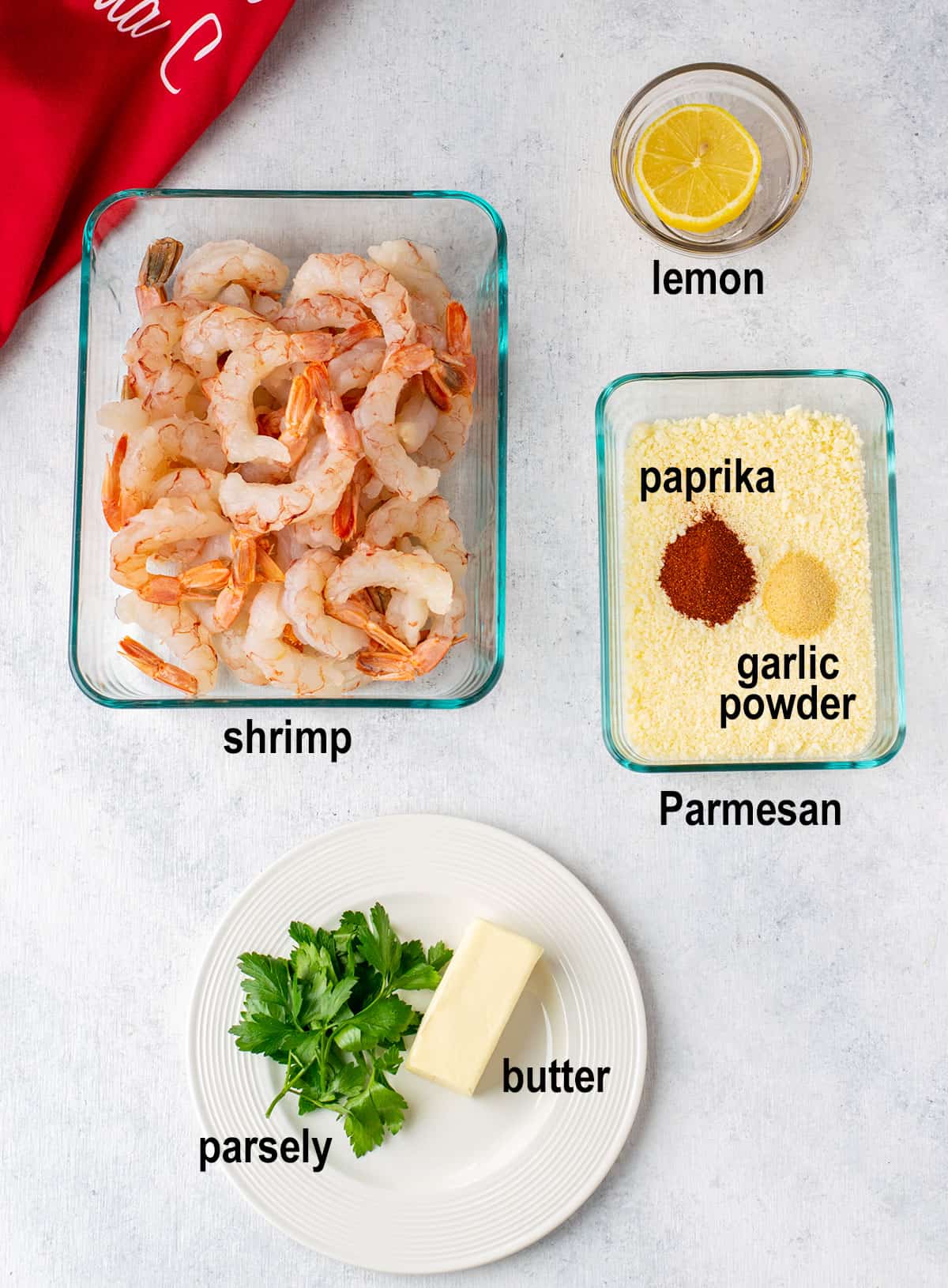 lemon, shrimp, paprika, garlic powder, Parmesan, parsley, butter