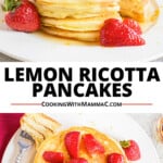 pinnable image for lemon ricotta pancakes