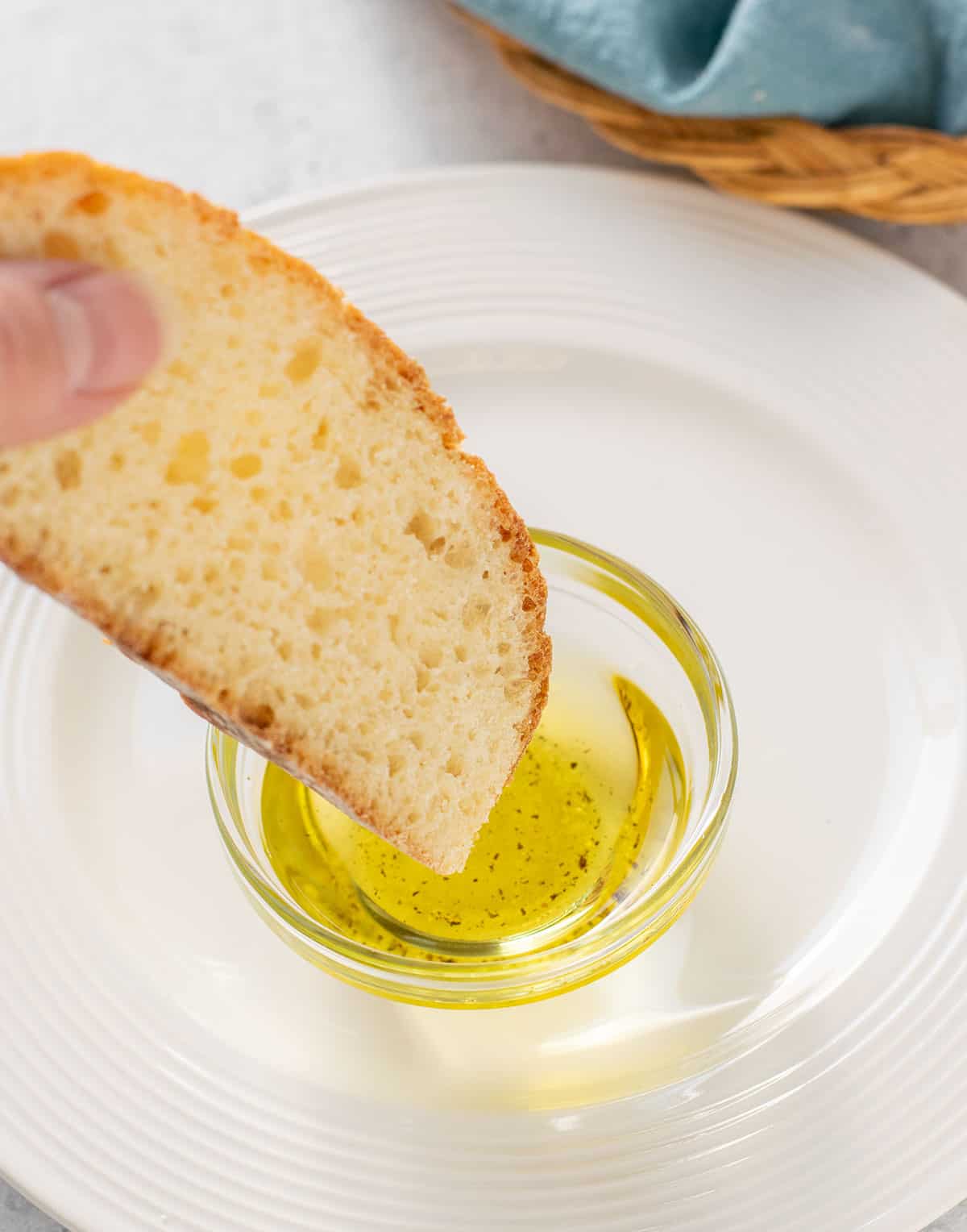 slice of italian bread dipped in seasoned oil