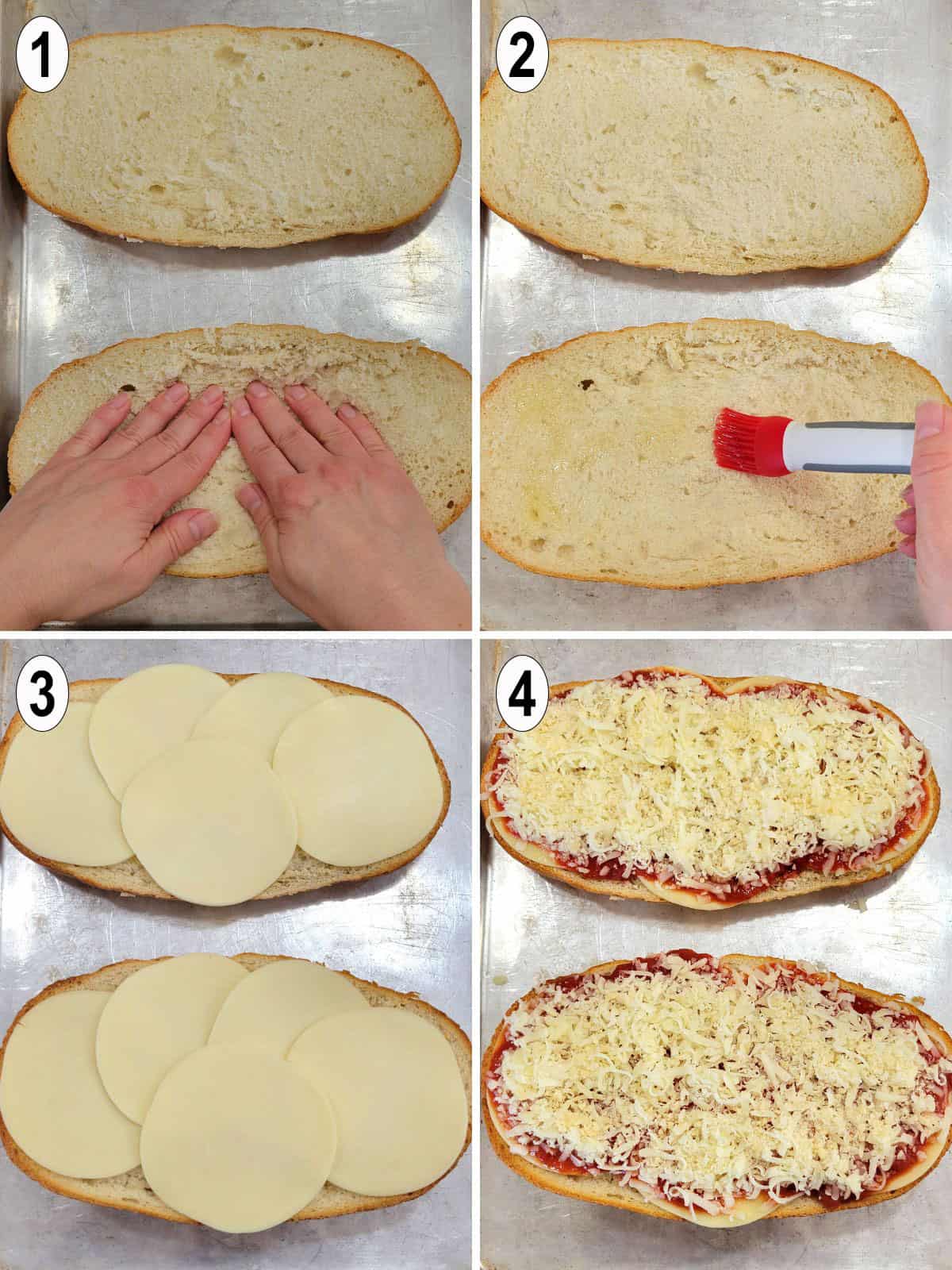 toppings put on italian bread to make a pizza