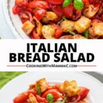 pinnable image for Italian Bread Salad recipe