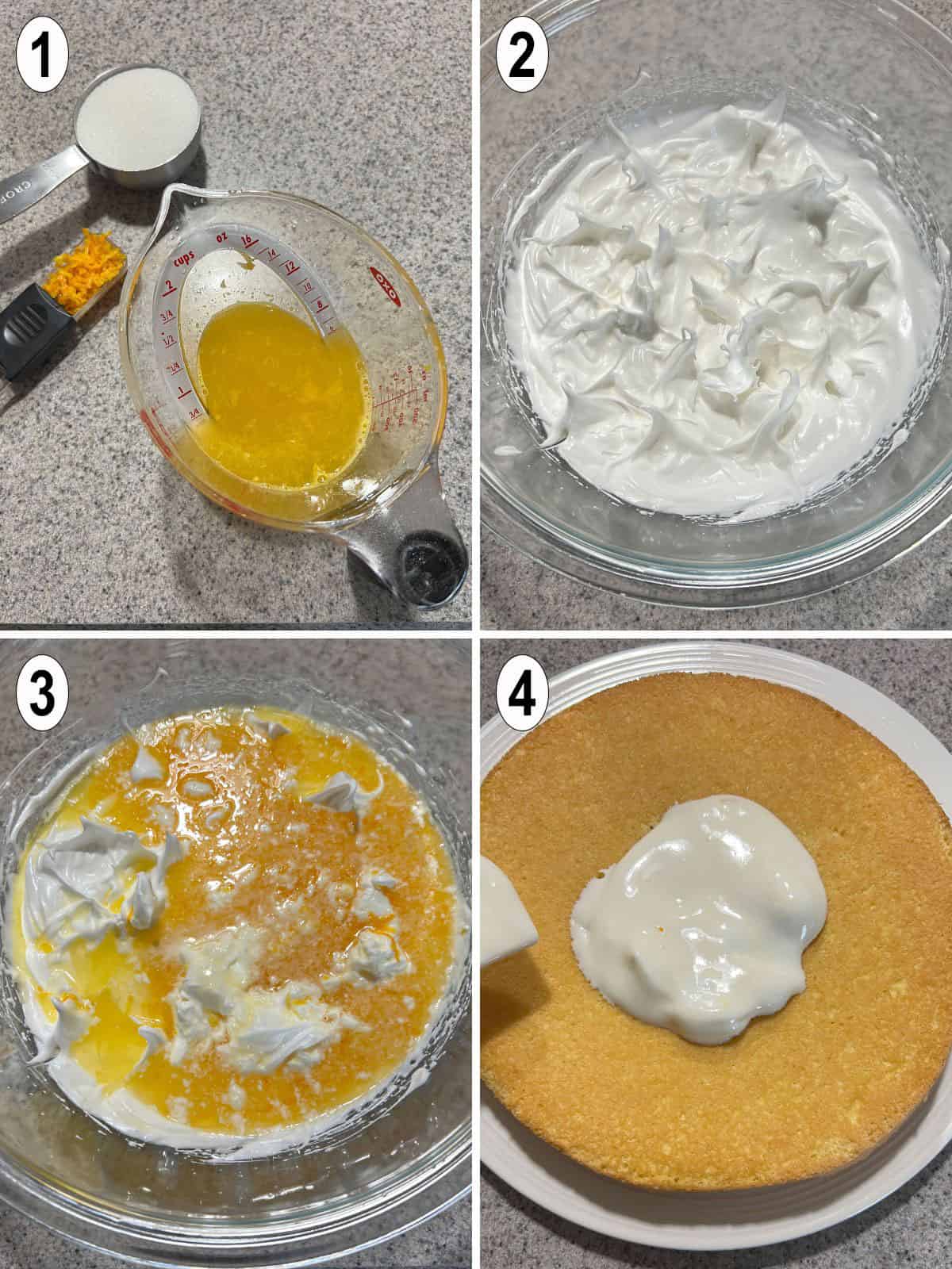 orange meringue filling mixed and put on cake