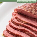 pinnable image for easy stovetop corned beef