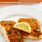 pinnable image for ritz-crusted baked cod