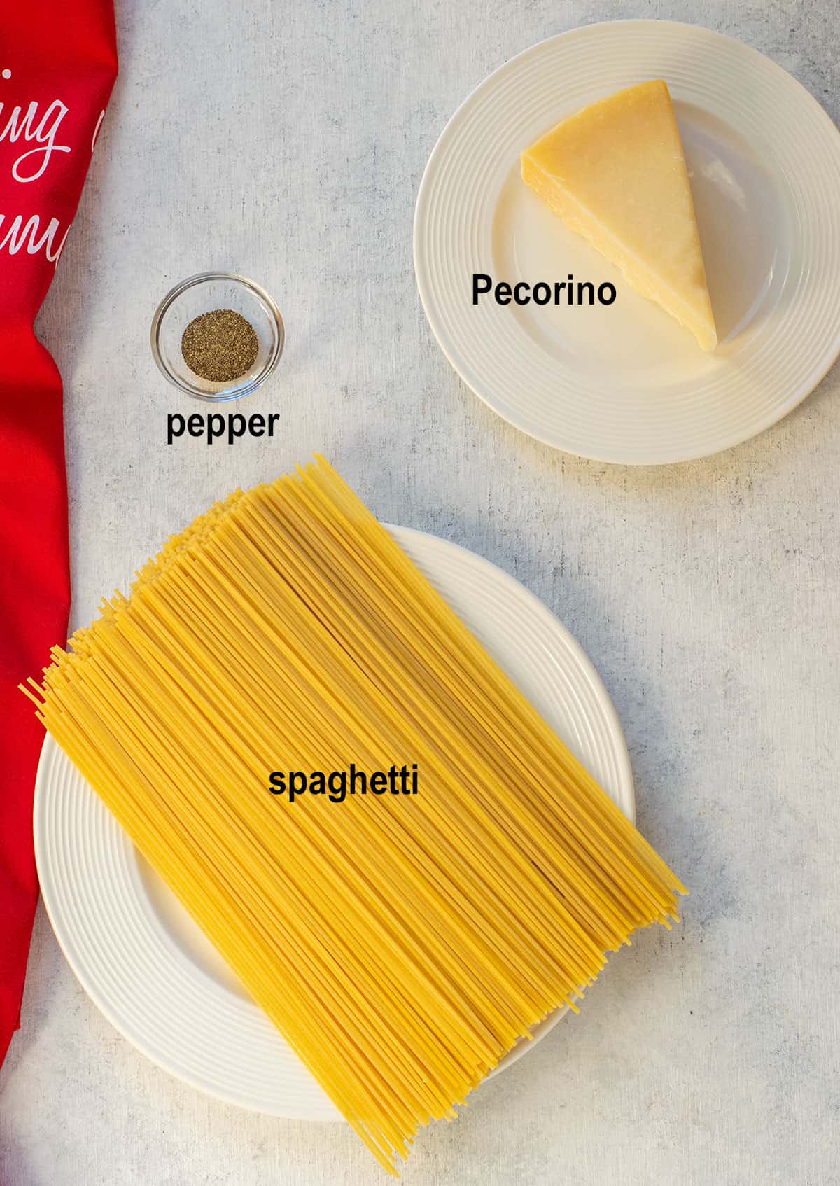 Pecorino, pepper, spaghetti