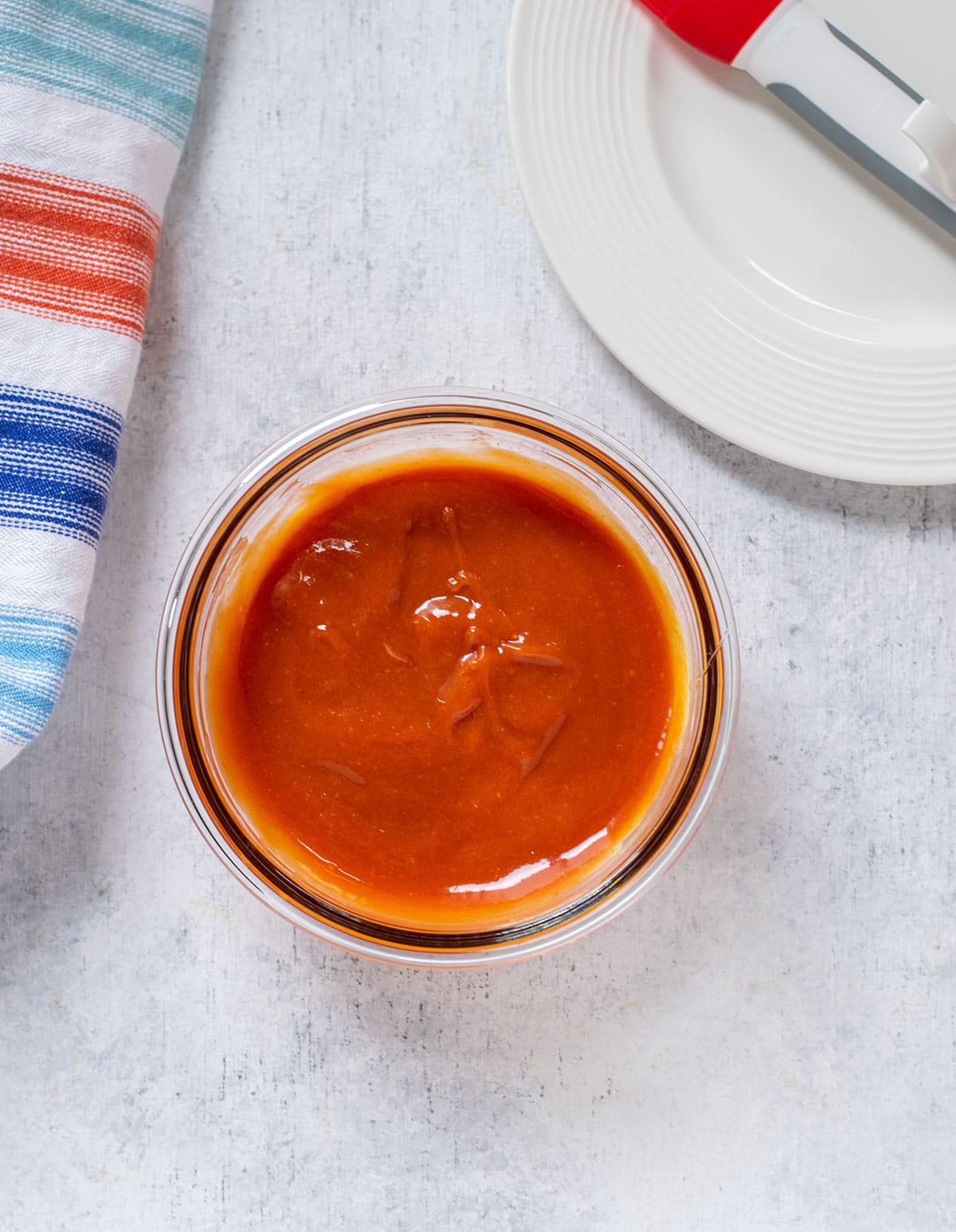 glass bowl of homemade bbq sauce