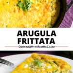 pinnable image for arugula frittata recipe