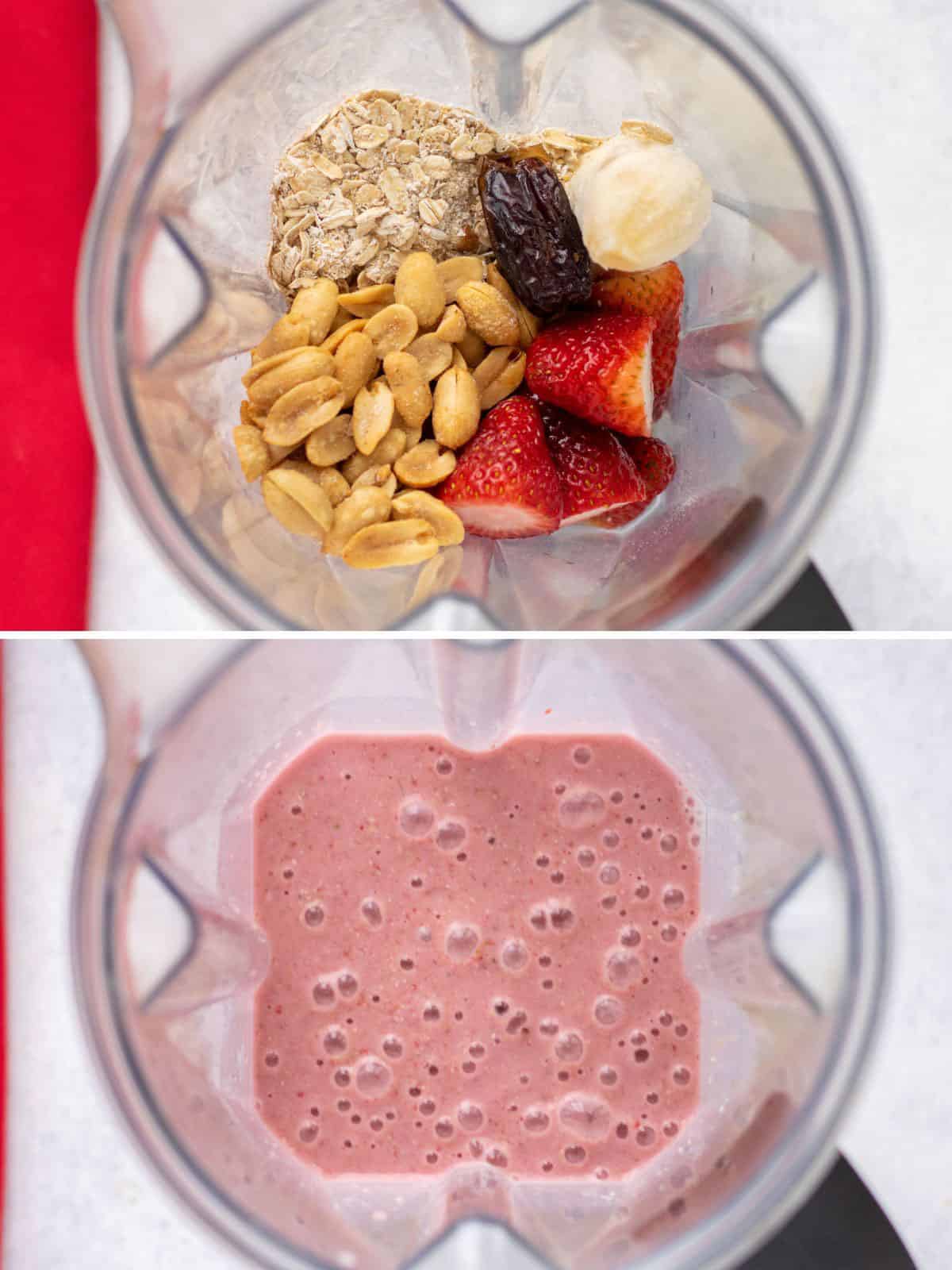 ingredients in a blender then blended into a smoothie