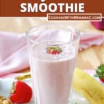pinnable image for peanut butter and jelly smoothie recipe