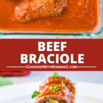 pinnable image for beef braciole recipe