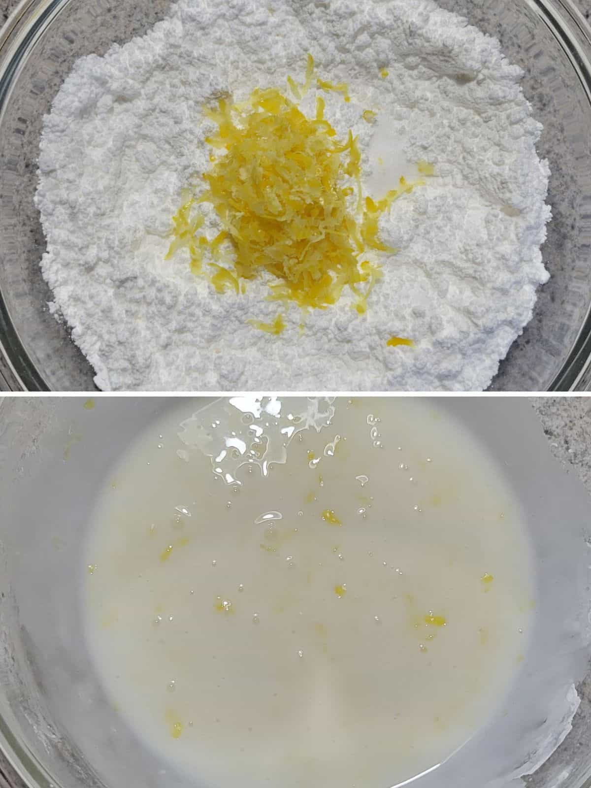 ingredients mixed in bowl to make cookie glaze