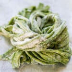 pinnable image for homemade spinach pasta