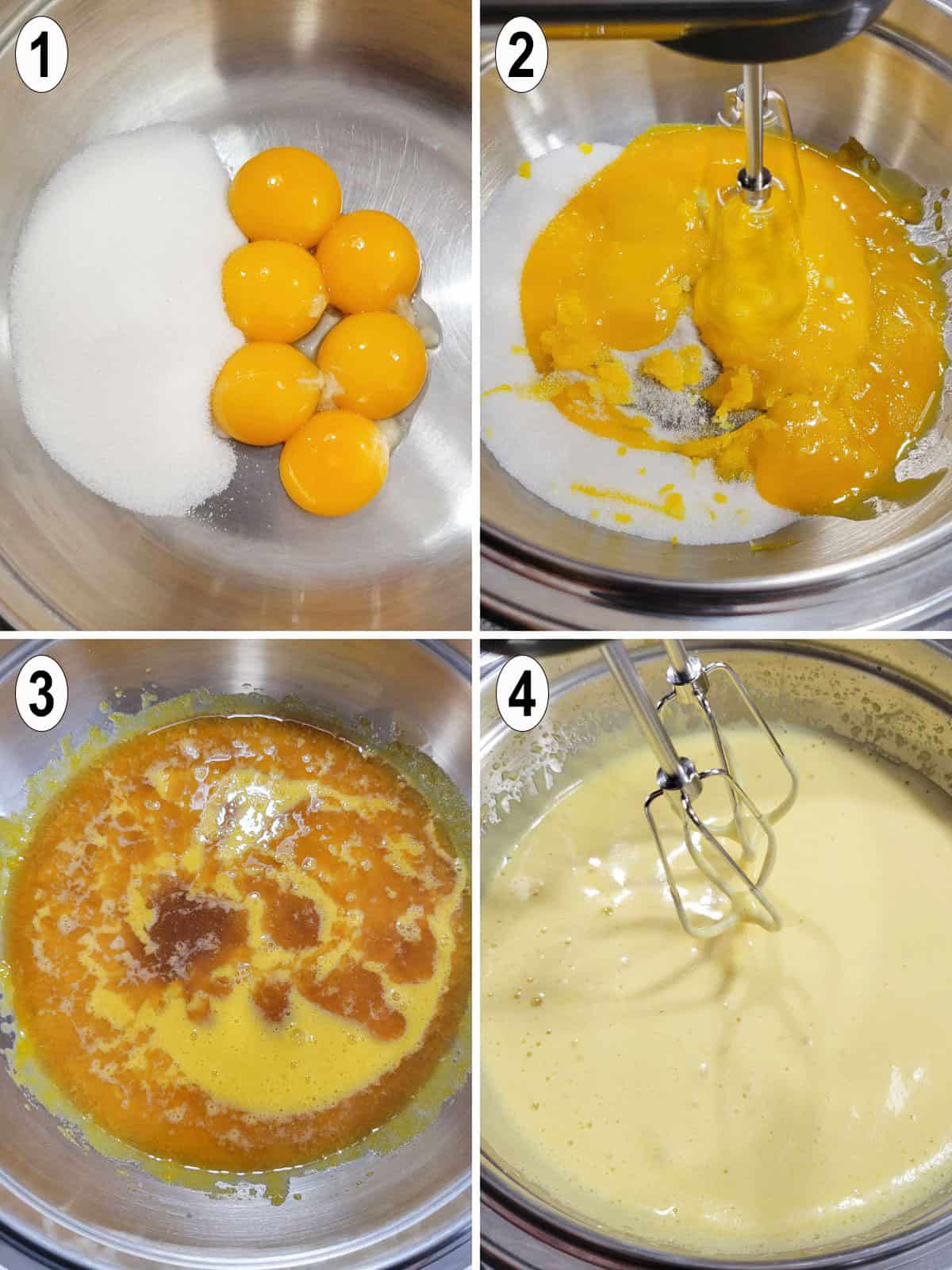 egg yolks, sugar and wine mixed into italian custard
