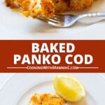 pinnable image for baked panko cod recipe