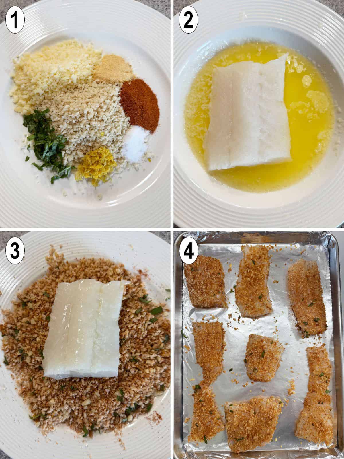 cod dipped in butter and then panko mixture