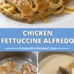 pinnable image for chicken fettuccine alfredo recipe
