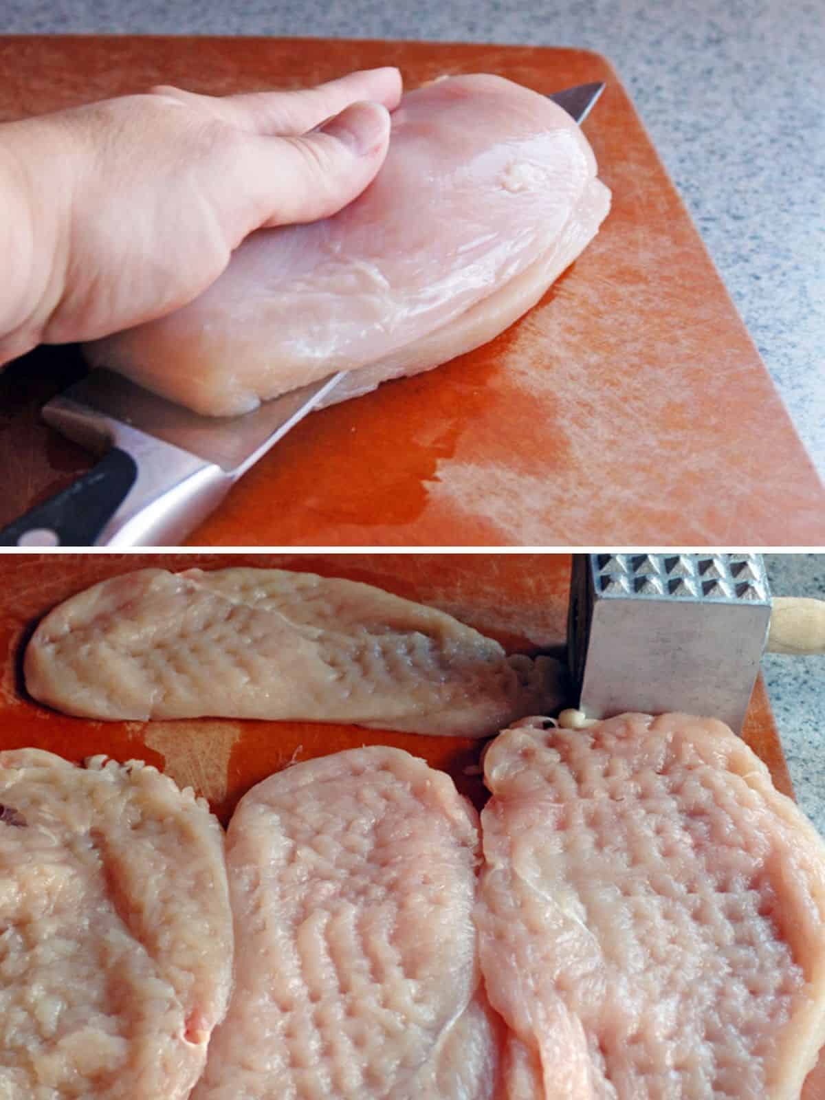 chicken breast sliced and pounded thin