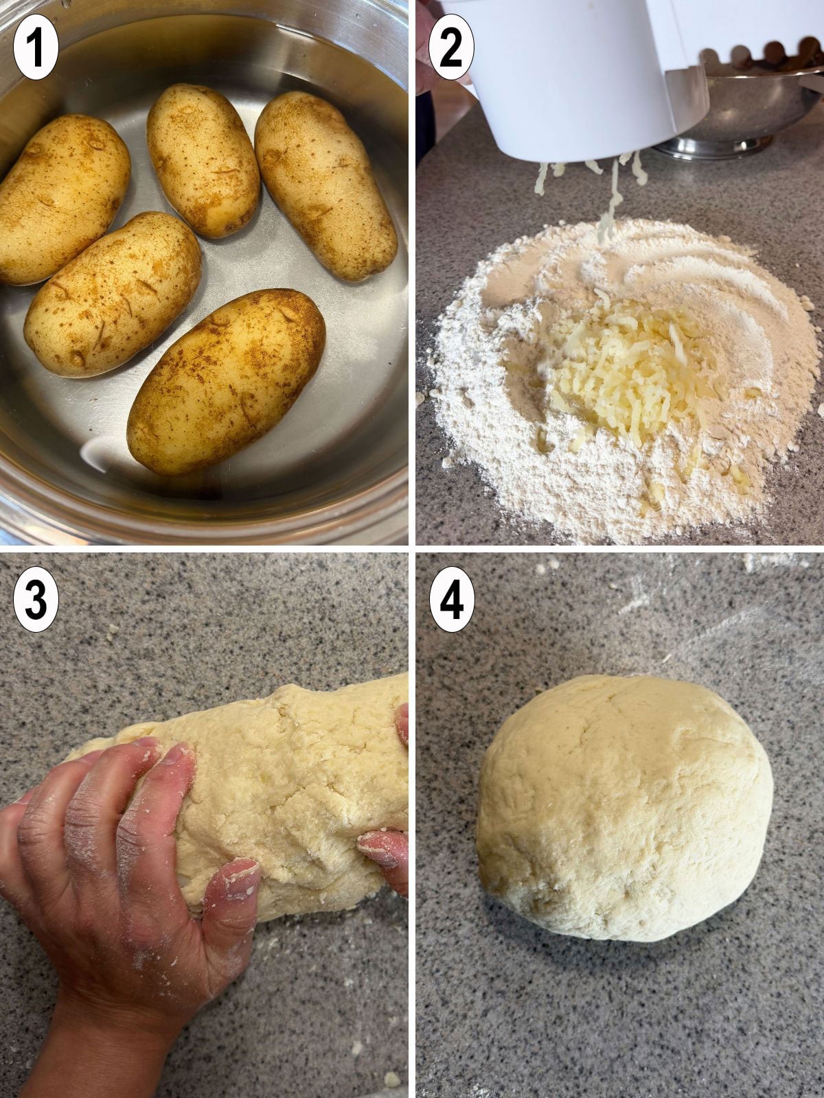 boiled potatoes kneaded with flour into dough ball