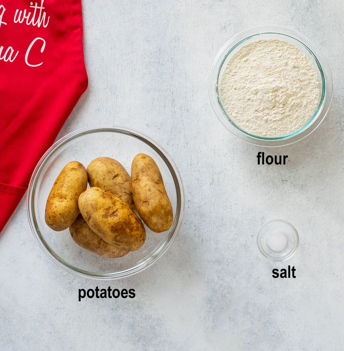 potatoes, flour, salt